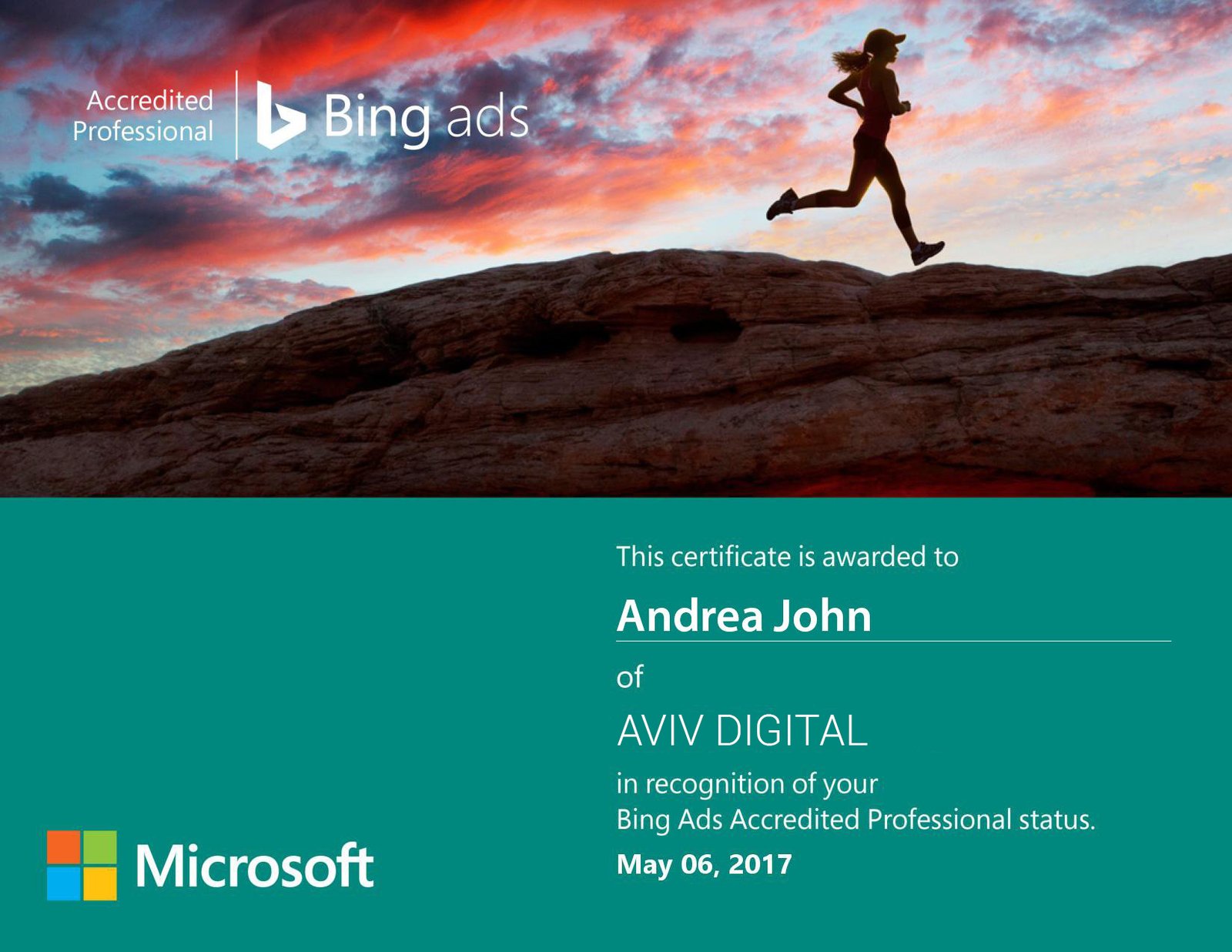 bing certificate