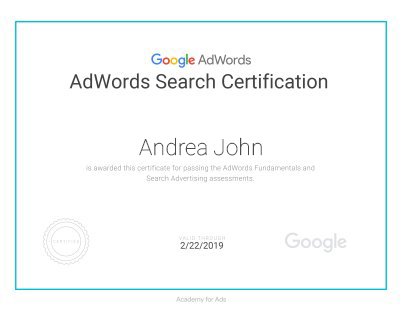 Adwords Search certificate