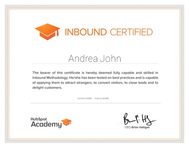 inbound certificate