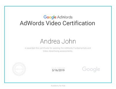 Adwords video certificate