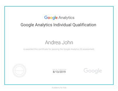 Adwords Analytics certificate