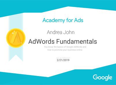 Adwords Fundamentals certificate