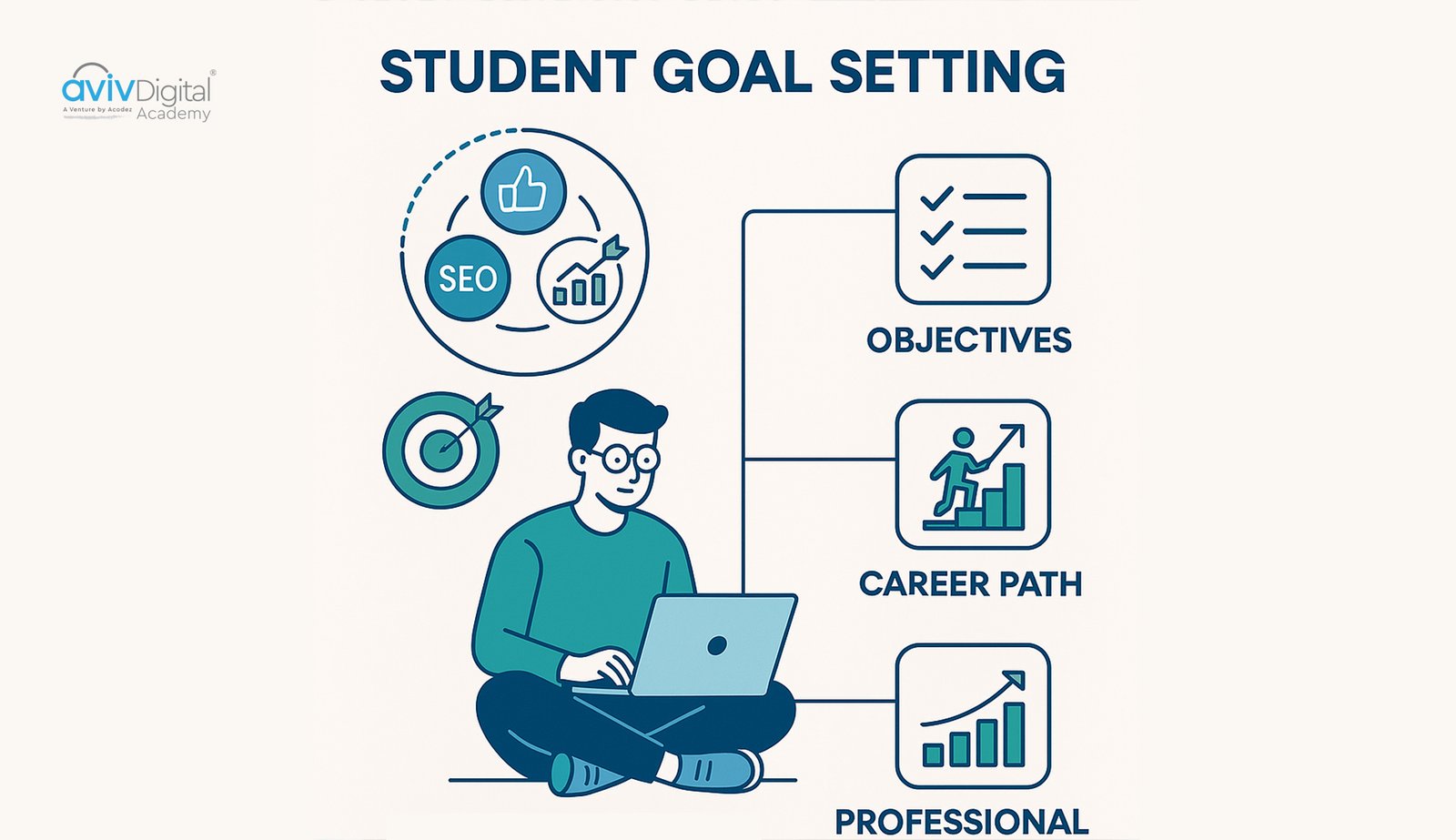 Student setting objectives and goals for digital marketing course selection